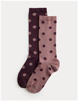 2 Pack Supersoft Spot Print Crew Socks