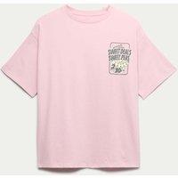 M&S Cotton Rich Sweet Pea Graphic T-Shirt (6-16 Yrs) Magenta
