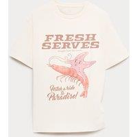 M&S Pure Cotton Starfish Graphic T-Shirt (6-16 Yrs) Ecru Mix