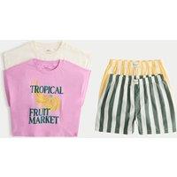 M&S 2 Pack Pure Cotton Fruit Short Pyjamas (6-16 Yrs) Pink Mix