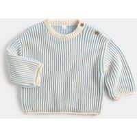 M&S Pure Cotton Knitted Striped Jumper (0-5 Yrs) Blue Mix