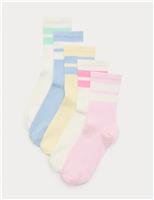 5 Pack Cotton Rich Striped Crew Socks