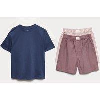 M&S 2 Pack Pure Cotton Pyjama Sets (6-16 Yrs) Brown Mix