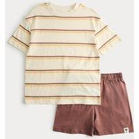 M&S Striped Short Pyjamas (6-16 Yrs) Brown Mix