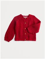 Pure Cotton Pointelle Cardigan (2-8 Yrs)