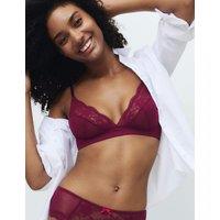 M&S Jasmine Lace Non Wired Plunge Bra (A-E) Dark Raspberry