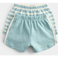 M&S 2 Pack Pure Cotton Side Stripe Shorts (0-5 Yrs) Aqua
