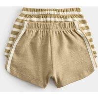 M&S 2 Pack Pure Cotton Side Stripe Shorts (0-5 Yrs) Khaki