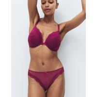M&S Jasmine Lace Wired Plunge Bra F-H Dark Raspberry
