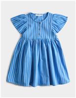 M&S Pure Cotton Striped Dress (2-10 Yrs) Royal Blue