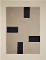 M&S X Kelly Hoppen Kelly Hoppen Pure Wool Dash Geometric Rug Taupe Mix