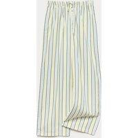 M&S Wide Leg Pure Cotton Poplin Striped Trousers (6-16 Years) Green Mix