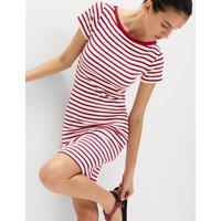 M&S Cotton Rich Striped Mini Column Dress Red Mix