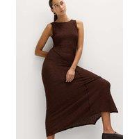 M&S Cotton Rich Textured Midaxi Column Dress Chocolate