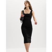 M&S Jersey Square Neck Midi Bodycon Dress Black