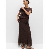 M&S Jersey Textured Midaxi Straight Slip Skirt Brown