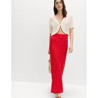 M&S Printed Midi Slip Skirt Red Mix