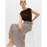 M&S Printed Midi Slip Skirt Chocolate Mix