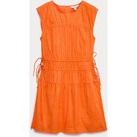 M&S Pure Cotton Tie Detail Mini Waisted Dress Orange