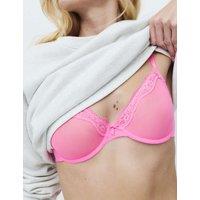 M&S Jasmine Lace Sheer Wired Demi Cup Bra (A-E) Pink Shimmer