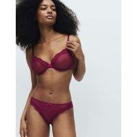 M&S Jasmine Lace Sheer Wired Demi Cup Bra (A-E) Dark Raspberry