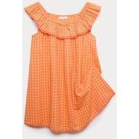 M&S Gingham Check Baby Doll Dress (6-16 Yrs) Orange Mix