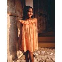 M&S Gingham Check Baby Doll Dress (6-16 Yrs) Orange Mix