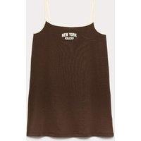 M&S Strappy Cotton Rich Cami Dress (6-16 Yrs) Chocolate