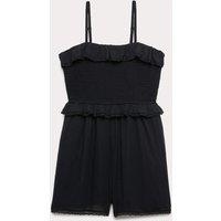 M&S Pure Cotton Frilled Shirred Playsuit (6-16 Yrs) Black