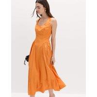 M&S Scoop Neck Pleated Midi Drop Waist Dress Mango