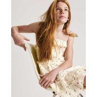 M&S Pure Cotton Ditsy Shirred Mini Dress (6-16 Yrs) Ecru Mix