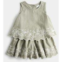 M&S Linen Blend Embroidered Outfit (2-10 Yrs) Light Khaki