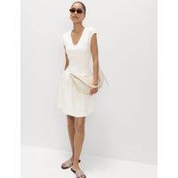 M&S Jersey V-Neck Mini Drop Waist Skater Dress Ivory
