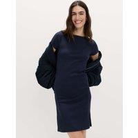 M&S Cotton Rich Slash Neck Mini Column Dress Navy