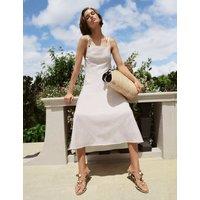 M&S Beaded Square Neck Strappy Midi Column Dress Soft White