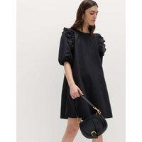 M&S Broderie Frill Sleeve Mini Relaxed Dress Black