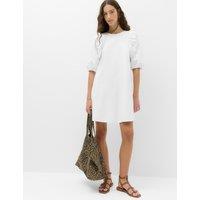 M&S Broderie Frill Sleeve Mini Relaxed Dress White