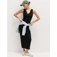 M&S Cotton Rich V-Neck Midi Column Dress Black