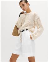 M&S Pure Linen High Waisted Shorts Sandstone