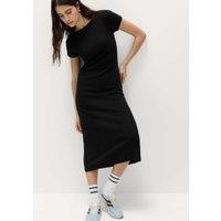 M&S Cotton Rich Ribbed Midi Column Dress Black