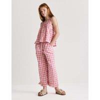 M&S Cotton Rich Gingham Vest & Trouser Outfit (6-16 Yrs) Soft Magenta