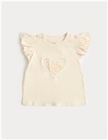 Pure Cotton Broderie Frill Heart Top (2-8 Yrs)