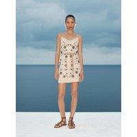 M&S Pure Cotton Embellished V-Neck Mini Cami Dress Soft White