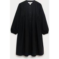 M&S Pure Cotton Pintuck Mini Relaxed Dress Black