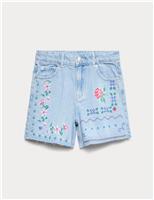 Denim Cross Stitch Bermuda Shorts (6-16 Yrs)