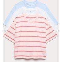 M&S 3 Pack Pure Cotton Boxy T-Shirts (6-16 Yrs) Blue Mix