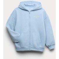 M&S Cotton Rich Zip Through Hoodie (6-16 Yrs) Powder Blue