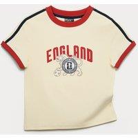 M&S FIFA World Cup England Ringer Baby T-Shirt (6-16 Yrs) Ecru Mix