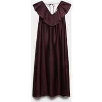 M&S Lyocell Rich Frill V-Neck Midaxi Relaxed Dress Wine