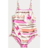 M&S Hibiscus Print Striped Swimsuit (6-16 Yrs) Multi